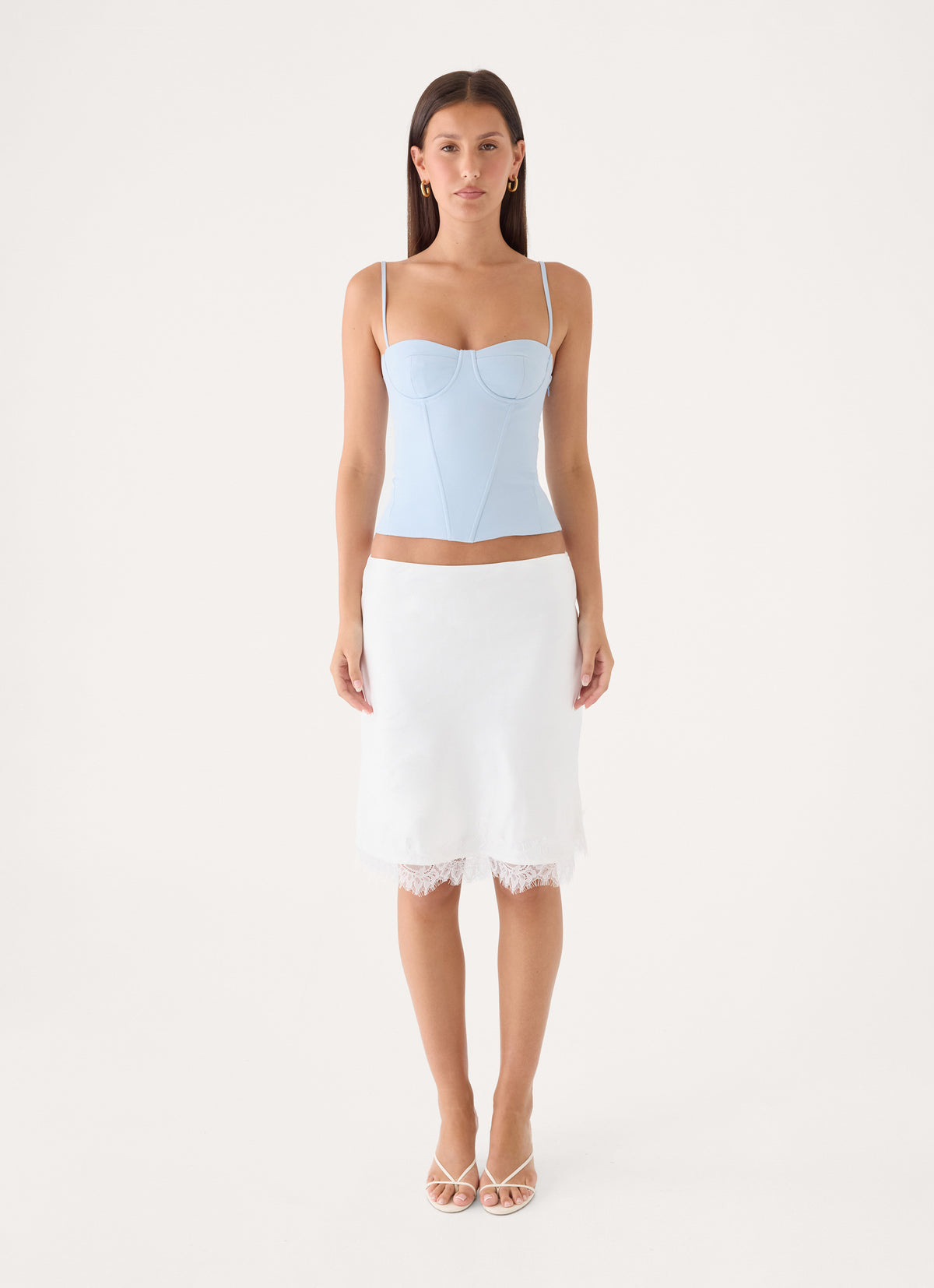 Argelia Lace Trim Midi Skirt
