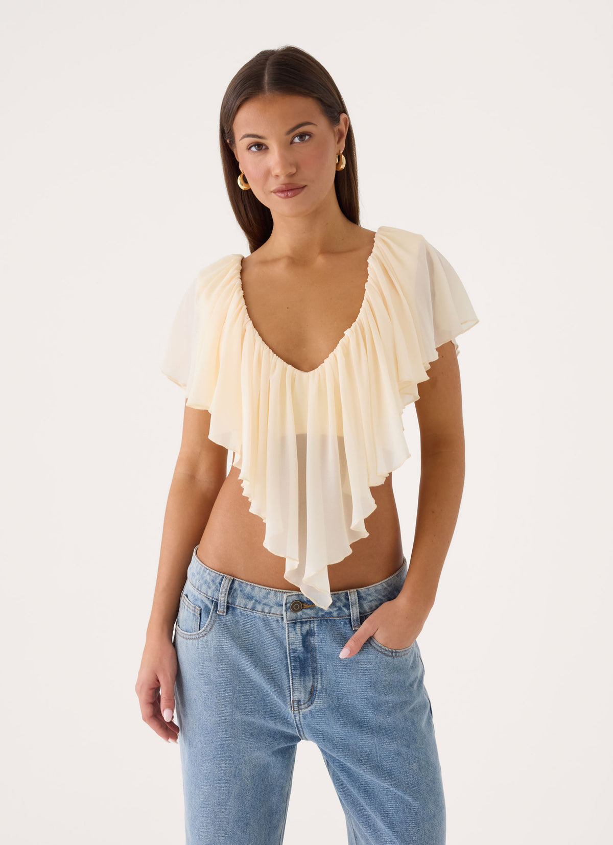 Biebra Top  Ruffle Top in Yellow