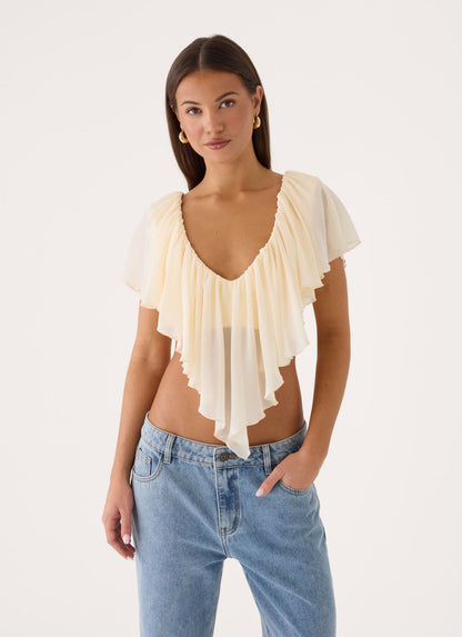 Biebra Top  Ruffle Top in Yellow