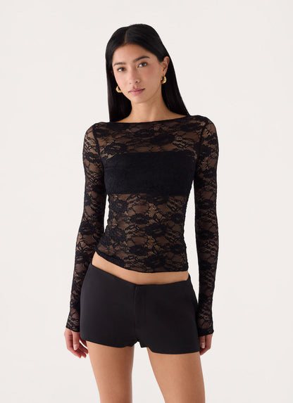 Kamala Top Lace Top in Black