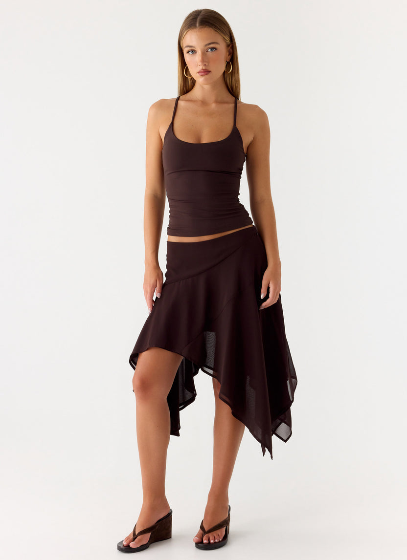 Kia Low Rise Asymmetrical Midi Skirt