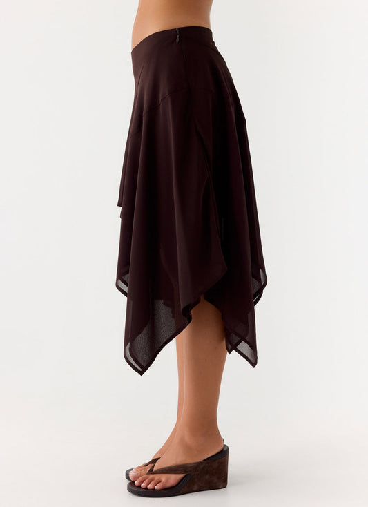 Kia Low Rise Asymmetrical Midi Skirt