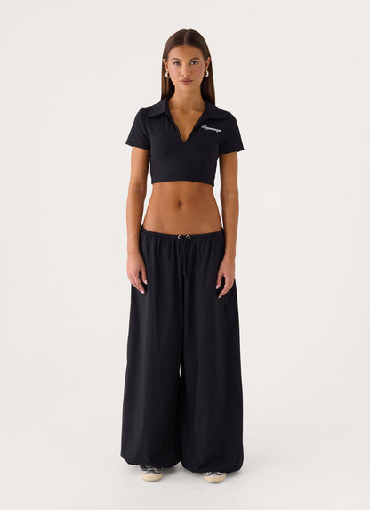 Main Character Parachute Pants  Oversized Parachute Pants in Black