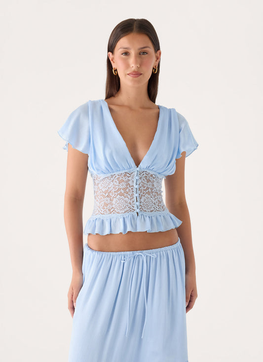 Morino Lace Button Up Top